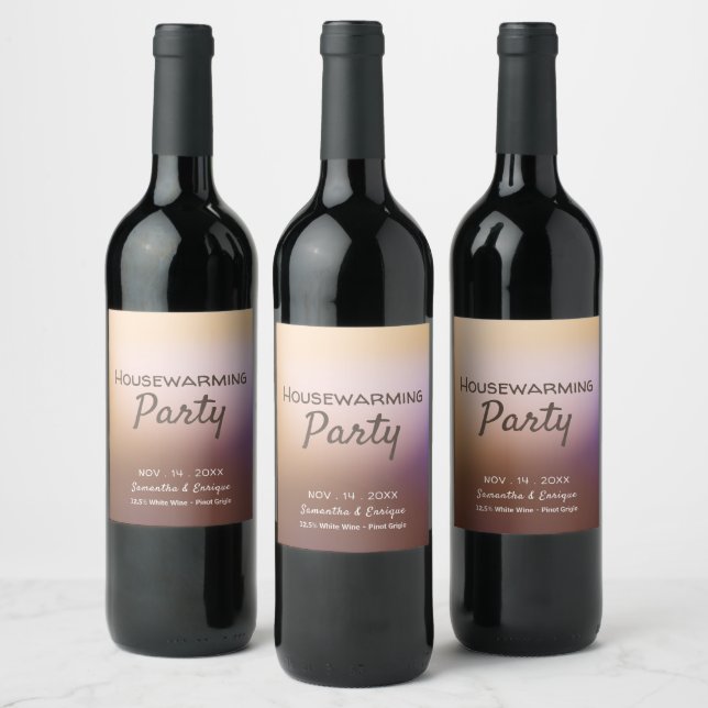 Golden Ombré, Modern Housewarming Party Wine Label (Bottles)