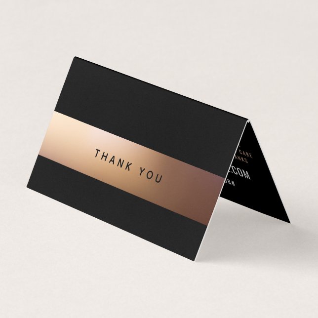 Golden Ombré, Modern Logo/Picture Thank You Card (Front)