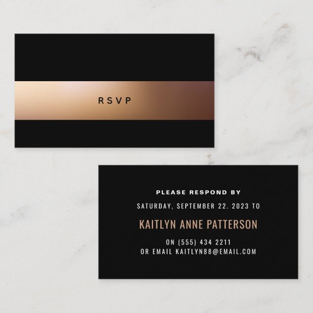 Golden Ombré, Modern RSVP Card (Front/Back)