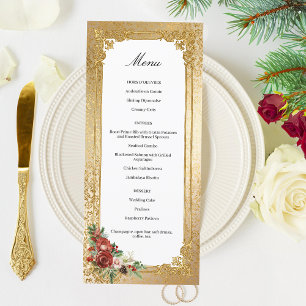Golden Opulence Christmas Floral Wedding Menu