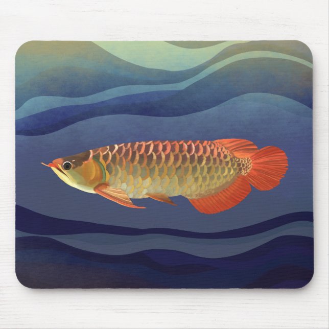 Golden Orange Arowana Fish Aquatic  Mouse Mat (Front)