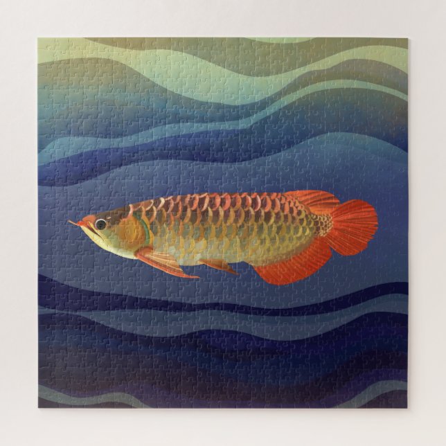 Golden Orange Arowana Fish | Fish Enthusiasts Jigsaw Puzzle (Vertical)
