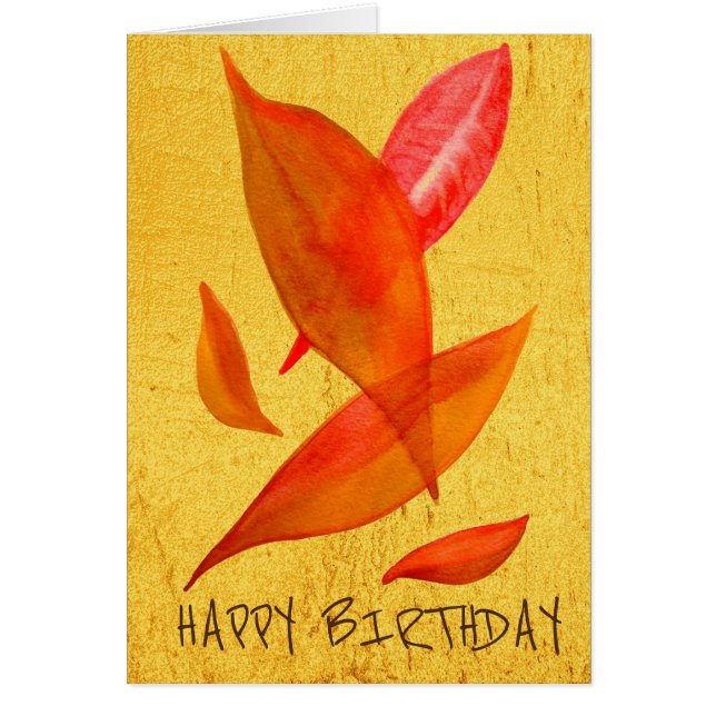 Golden Orange Autumn Fall leaf modern art (Front)