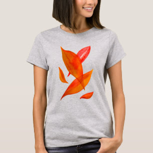 Golden Orange Autumn Fall leaf modern art T-Shirt