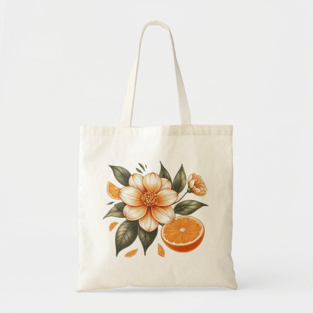 Golden Orange Blossom with orange Tote Bag (Front)