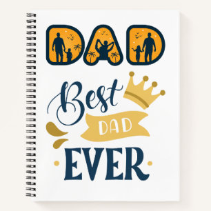 Golden Orange & Blue Modern Father's Day  Notebook