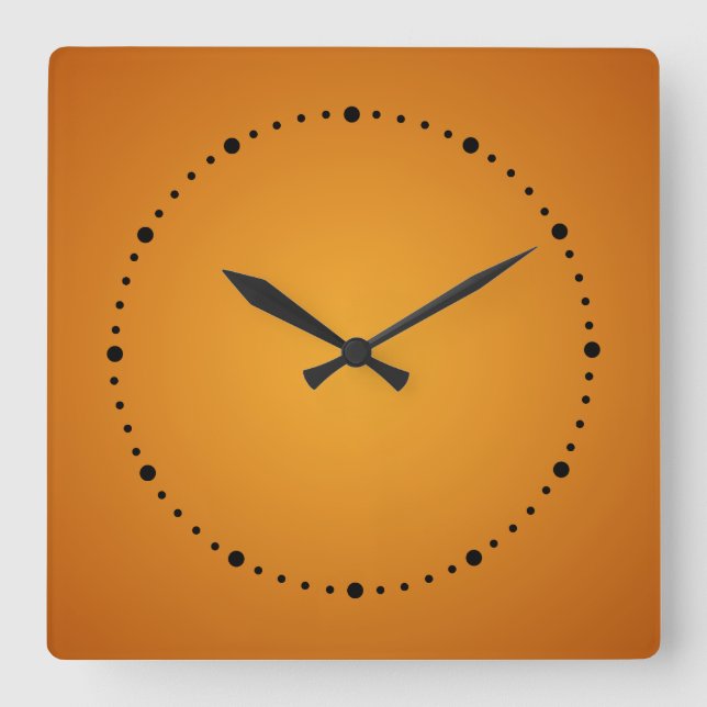 Golden Orange Burnt Orange Rustic Cheerful Square Wall Clock (Front)
