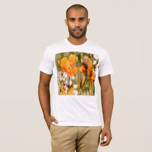 Golden Orange California Poppy Acrylic Painting T-Shirt