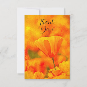 Golden Orange California Poppy "Land Of Orange" Thank You Card