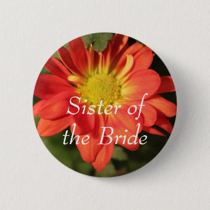 Golden,orange colour daisy flowers. 6 cm round badge
