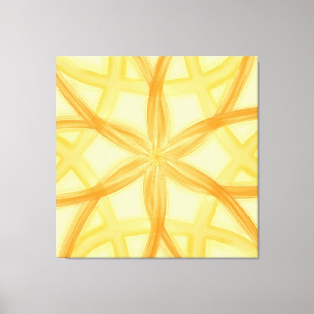 Golden Orange Floral Geometric Pattern Canvas Print (Front)