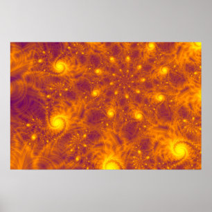 GOLDEN ORANGE FRACTAL ART – PSYCHEDELIC SPIRAL  POSTER