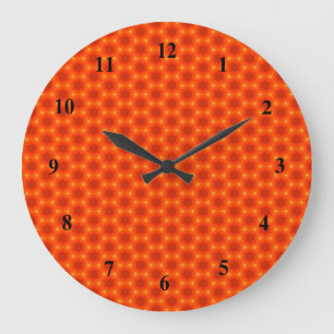 Golden Orange Honeycomb Hexagon Pattern Large Clock