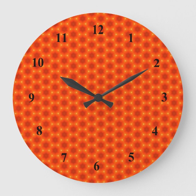 Golden Orange Honeycomb Hexagon Pattern Large Clock (Front)