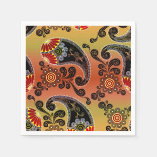 Golden Orange Paisley Pattern Napkins