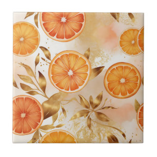 Golden Orange Slice Pattern Tile
