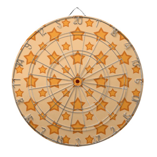 Golden Orange Stars Pattern Dartboard (Front)