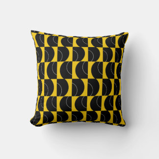 Golden Orbit Black & Yellow Geometric Cushion