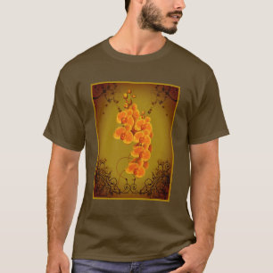 Golden Orchids Floral Art T-Shirt