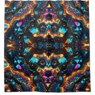 Golden Ore Veins with shiny Gems Shower Curtain