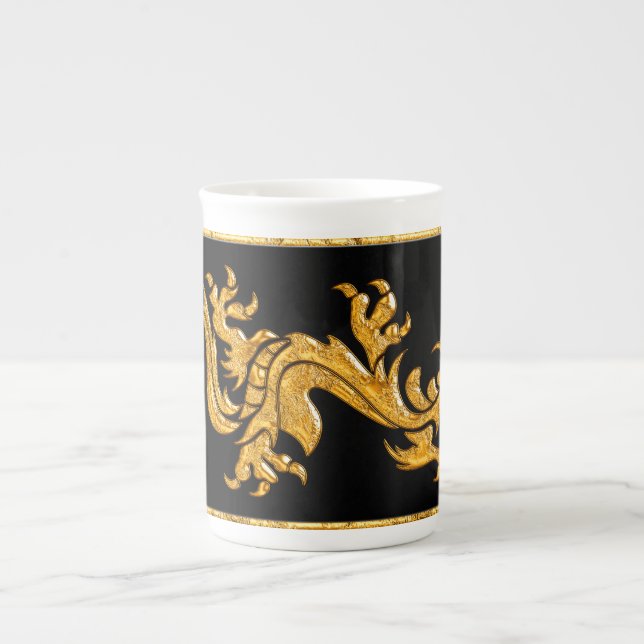 Golden oriental dragon 03 bone china mug (Front)