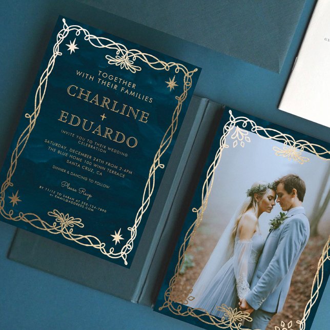 Golden Ornament Celestial Fantasy Ivy Wedding  Invitation (Creator Uploaded)