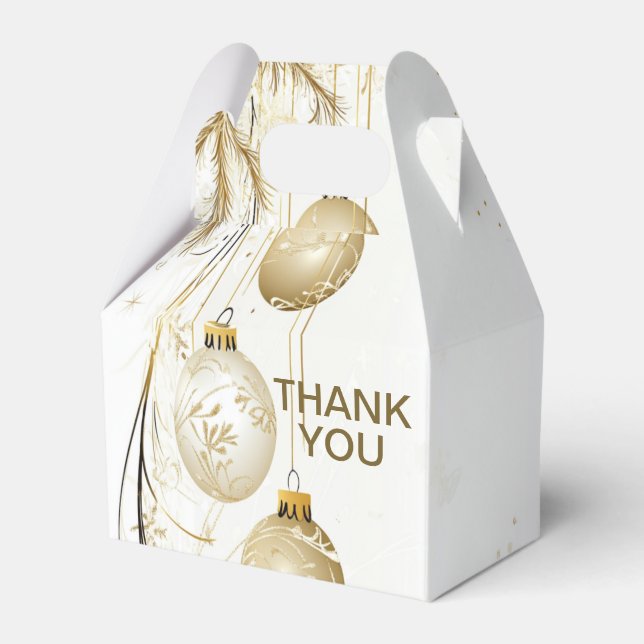 Golden Ornament Christmas Holiday Party Elegant Favour Box (Front Side)