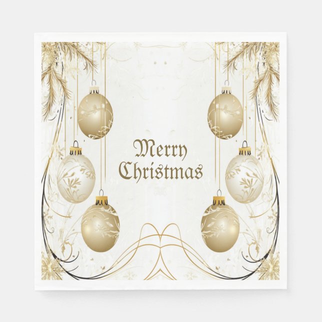 Golden Ornament Christmas Holiday Party Elegant Napkin (Front)