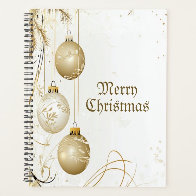 Golden Ornament Christmas Holiday Party Elegant Planner (Front)