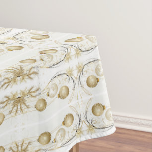 Golden Ornament Christmas Holiday Party Elegant Tablecloth