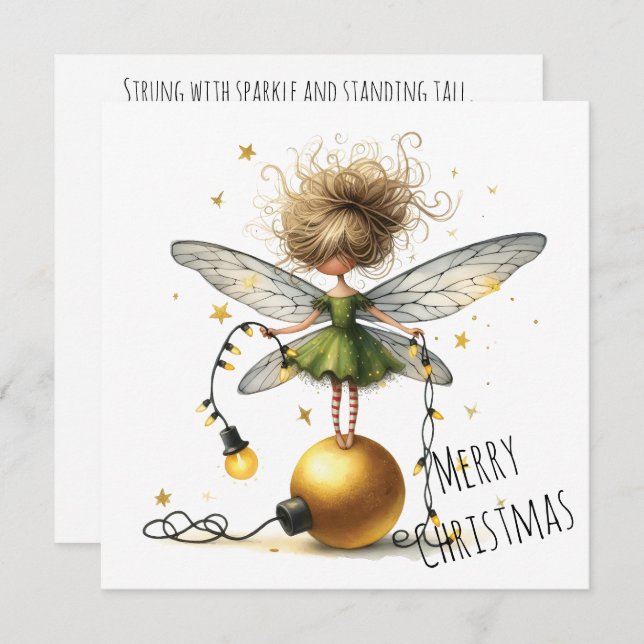 Golden Ornament Fairy Holiday Card (Front/Back)