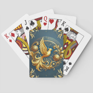 Golden Ornament with Bird Motif Playing Cards