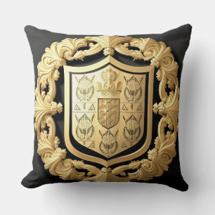 Golden Ornamental Crest with Central Shield Cushion