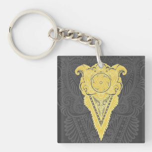 Golden Ornamental Flame Key Ring