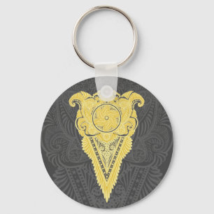 Golden Ornamental Flame Key Ring