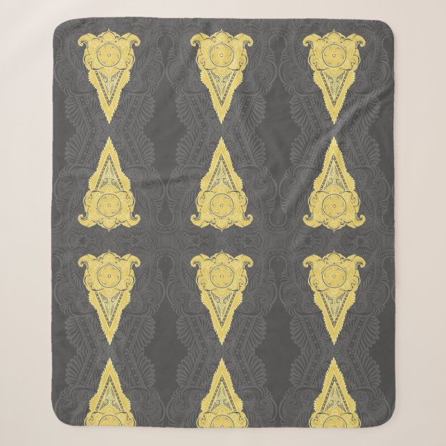 Golden Ornamental Flame Sherpa Blanket (Front)