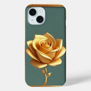 Golden Ornamental Frame with Floral Motif iPhone 15 Case