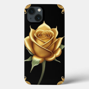 Golden Ornamental Frame with Floral Motif iPhone 13 Case