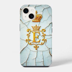 Golden Ornamental Letter with Royal Crown iPhone 14 Case