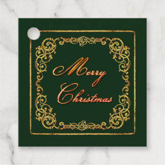 Golden Ornamental Merry Christmas Tag