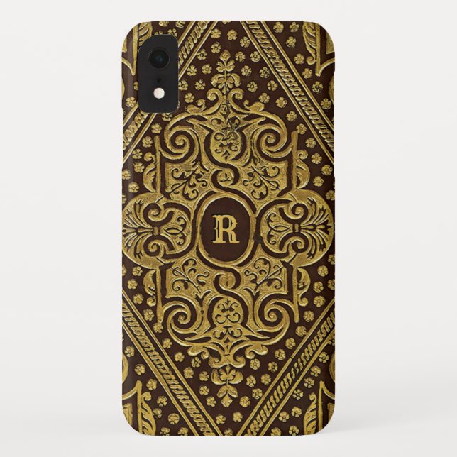 Golden Ornamental Monogrammed Phone Case (Back)