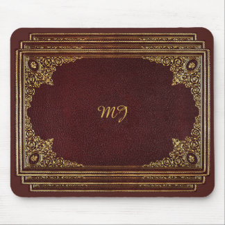 Golden Ornamental on Brown with Initials Mouse Mat
