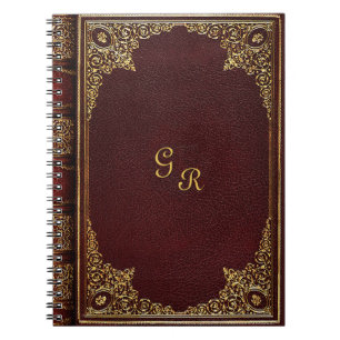 Golden Ornamental on Brown with Initials Notebook
