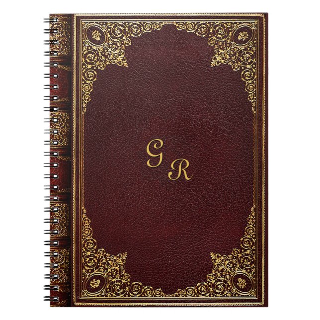 Golden Ornamental on Brown with Initials Notebook (Front)