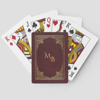 Golden Ornamental on Brown with Initials Playing Cards