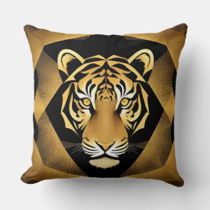 Golden Ornamental Tiger Artwork Cushion