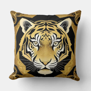 Golden Ornamental Tiger Artwork Cushion
