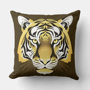 Golden Ornamental Tiger Artwork Cushion