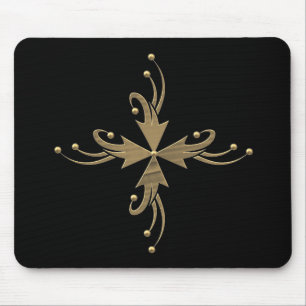 Golden ornaments on black background mouse mat