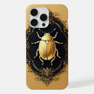 Golden Ornate Beetle on Decorative Background iPhone 15 Pro Max Case